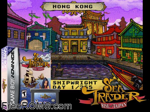 Sea Trader - Rise Of Taipan Gameboy Advance game showing 3D box cover and gameplay screenshot